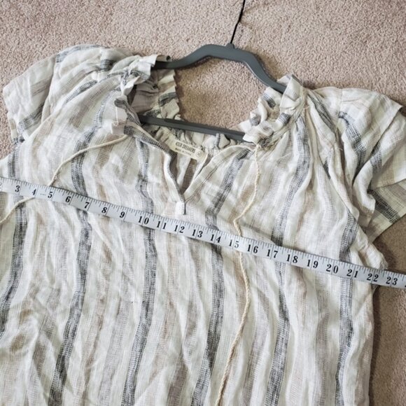 4our Dreamers Linen Tassel Stripes Nautical Beach Coastal Boho Blouse M - Picture 5 of 8